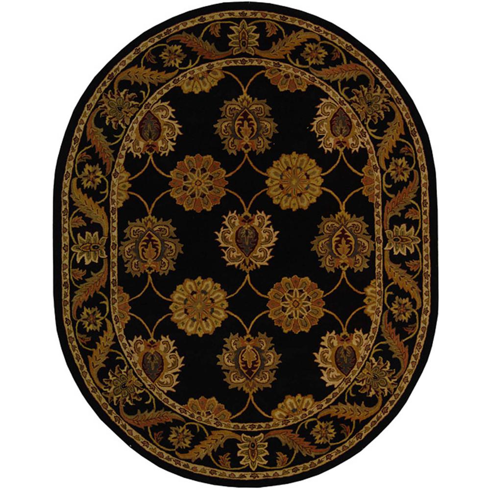 HERITAGE, BLACK, 7'-6" X 9'-6" Oval, Area Rug. Picture 1