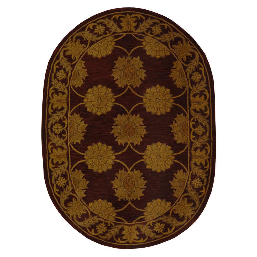 HERITAGE, MAROON, 4'-6" X 6'-6" Oval, Area Rug. Picture 1