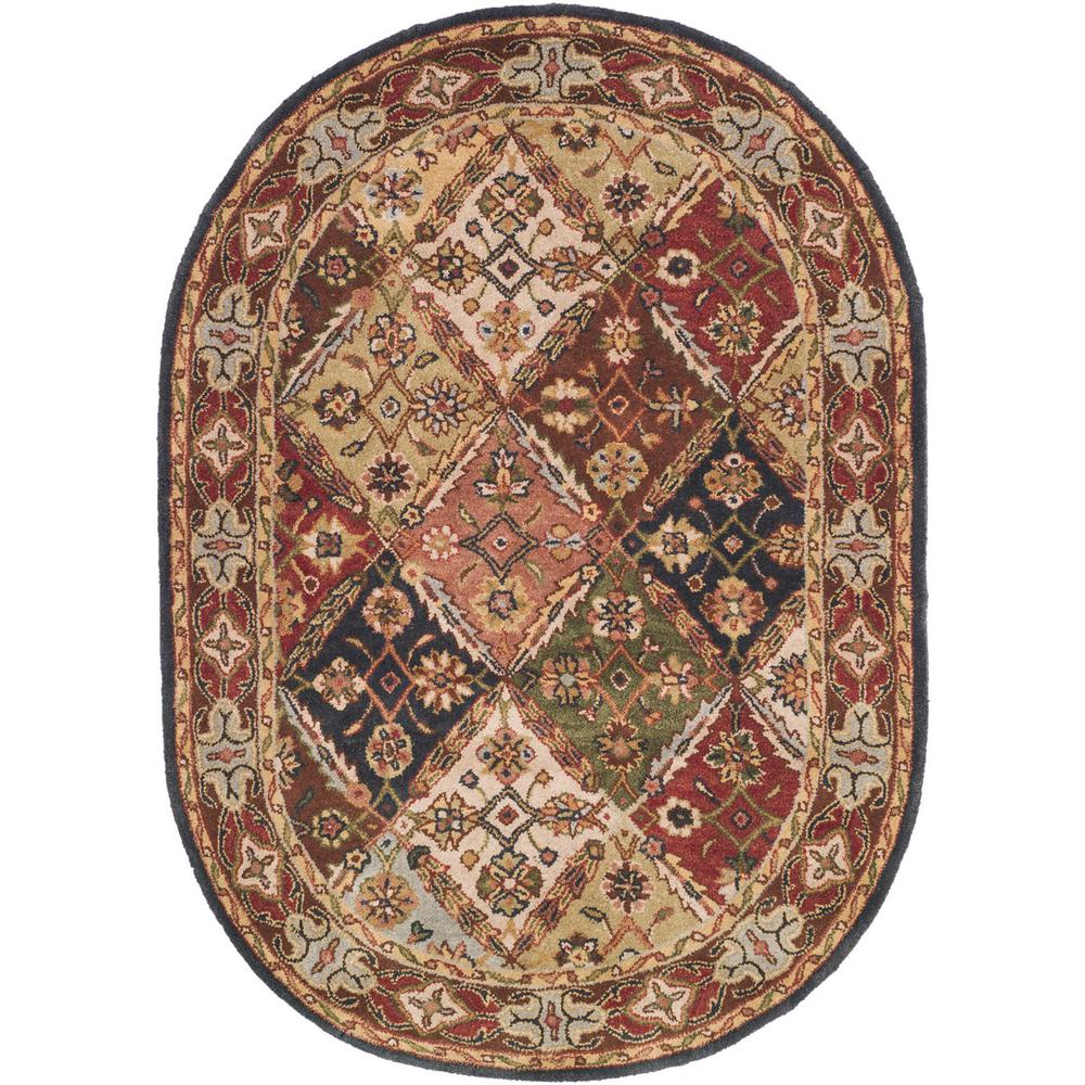 HERITAGE, GREEN / RED, 4'-6" X 6'-6" Oval, Area Rug. Picture 1