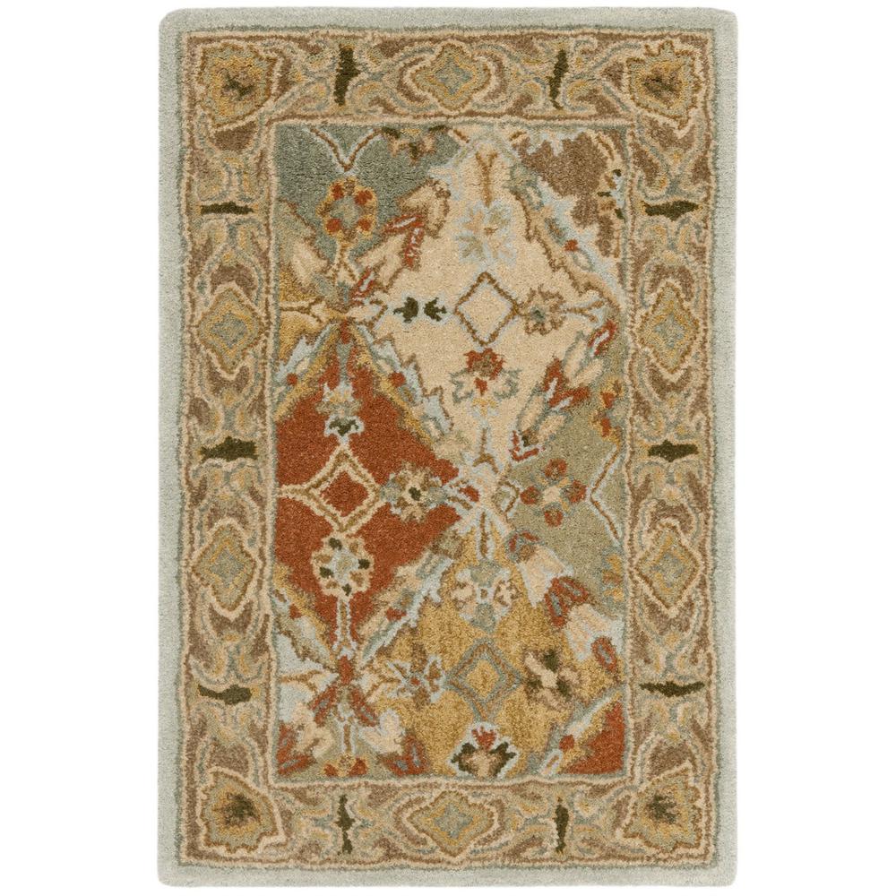 HERITAGE, LIGHT BLUE / LIGHT BROWN, 2' X 3', Area Rug. The main picture.