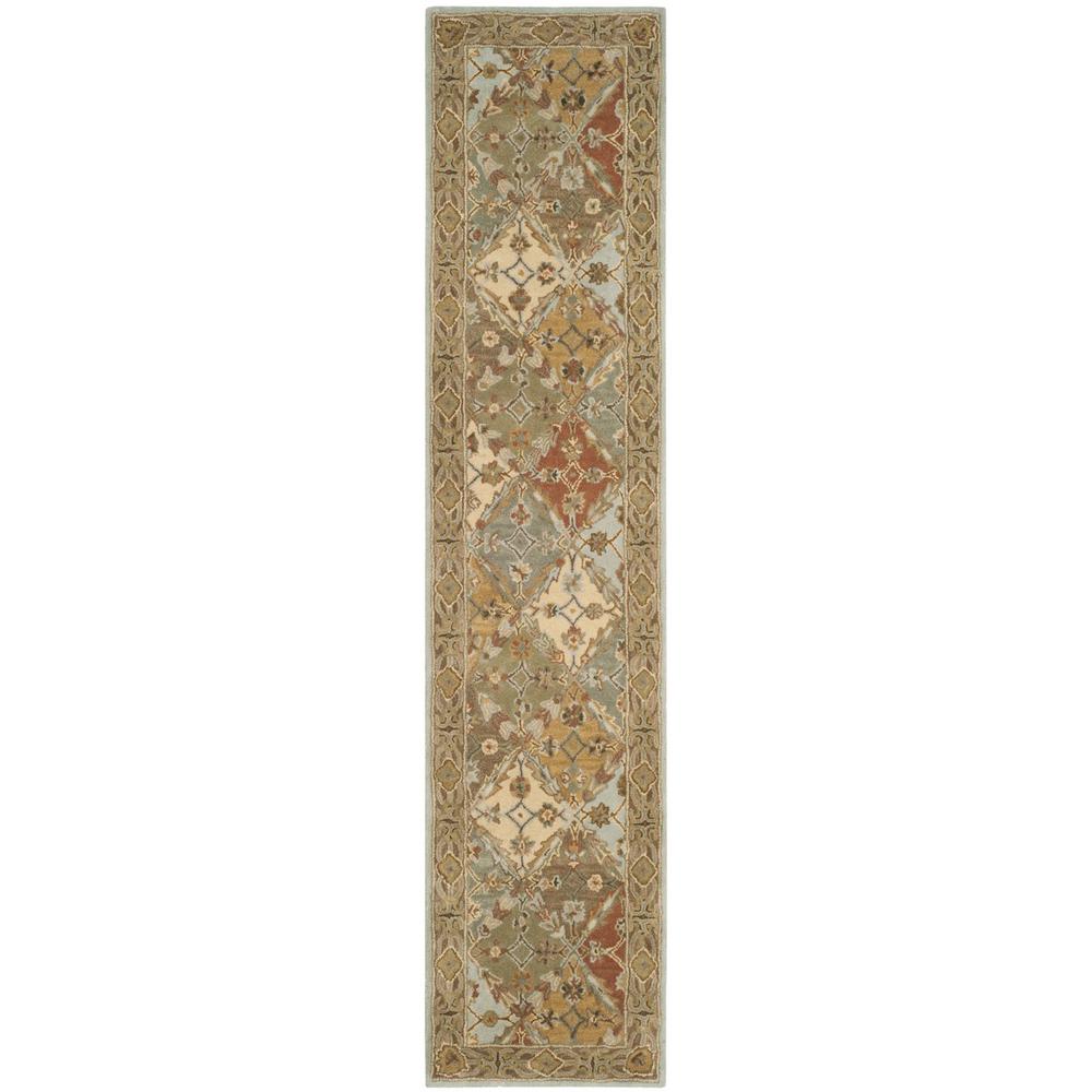 HERITAGE, LIGHT BLUE / LIGHT BROWN, 2'-3" X 10', Area Rug. Picture 1