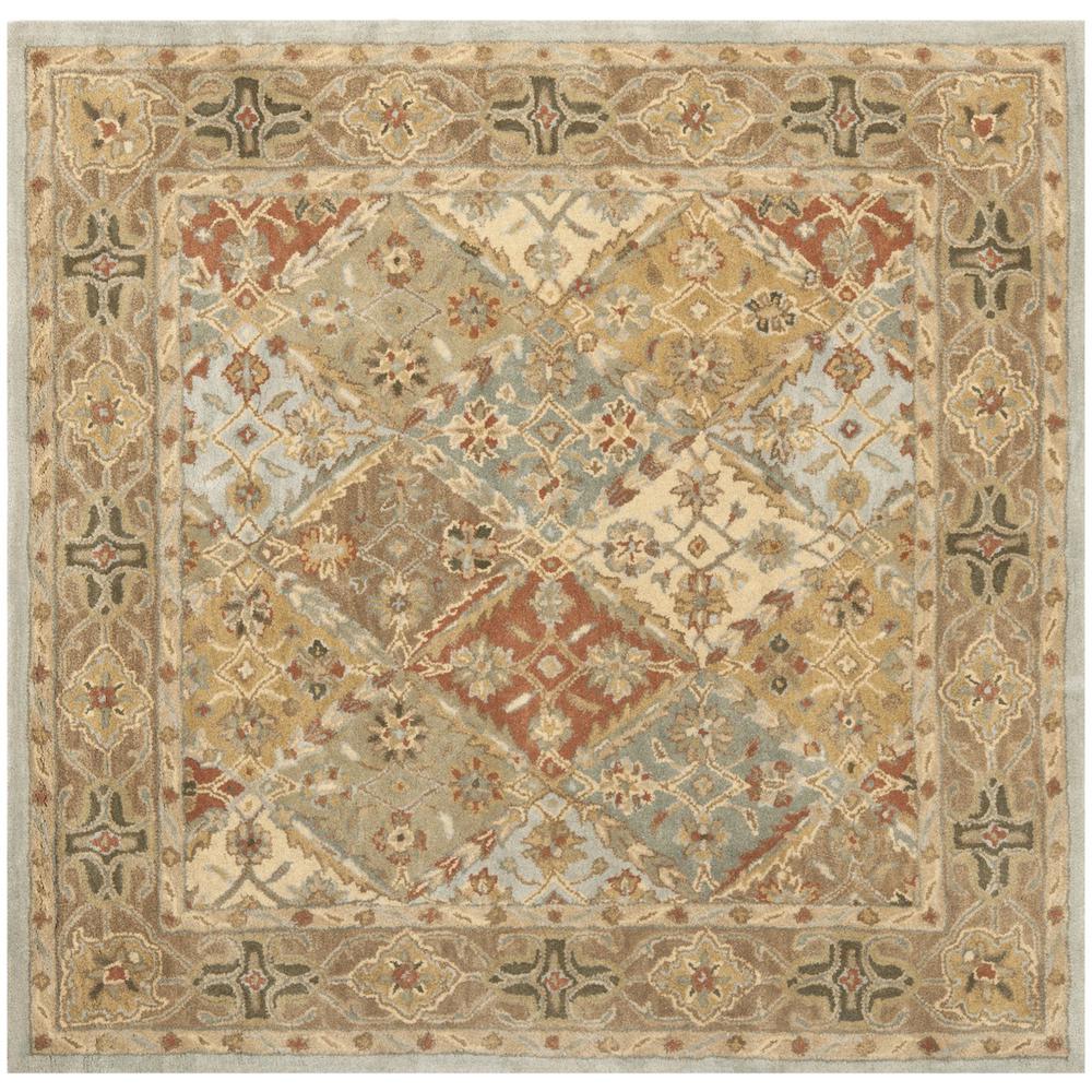 HERITAGE, LIGHT BLUE / LIGHT BROWN, 6' X 6' Square, Area Rug. Picture 1