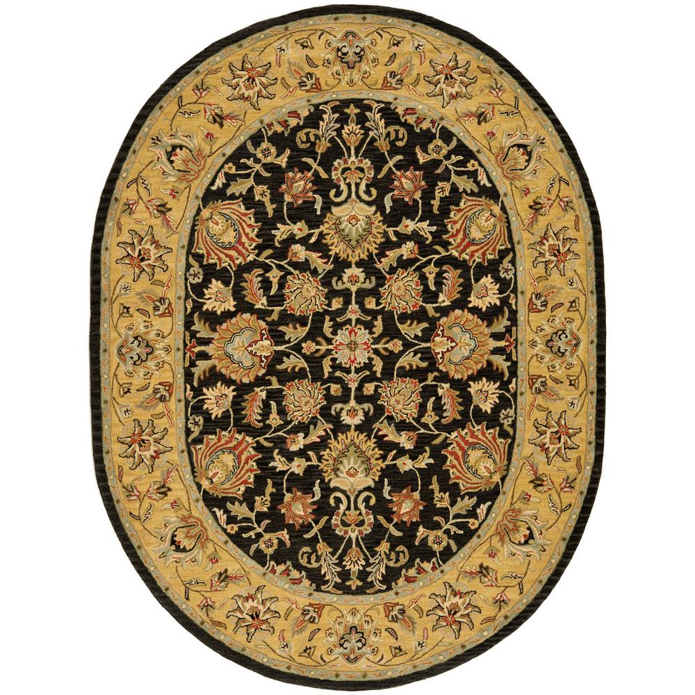 HERITAGE, CHARCOAL / GOLD, 7'-6" X 9'-6" Oval, Area Rug. Picture 1