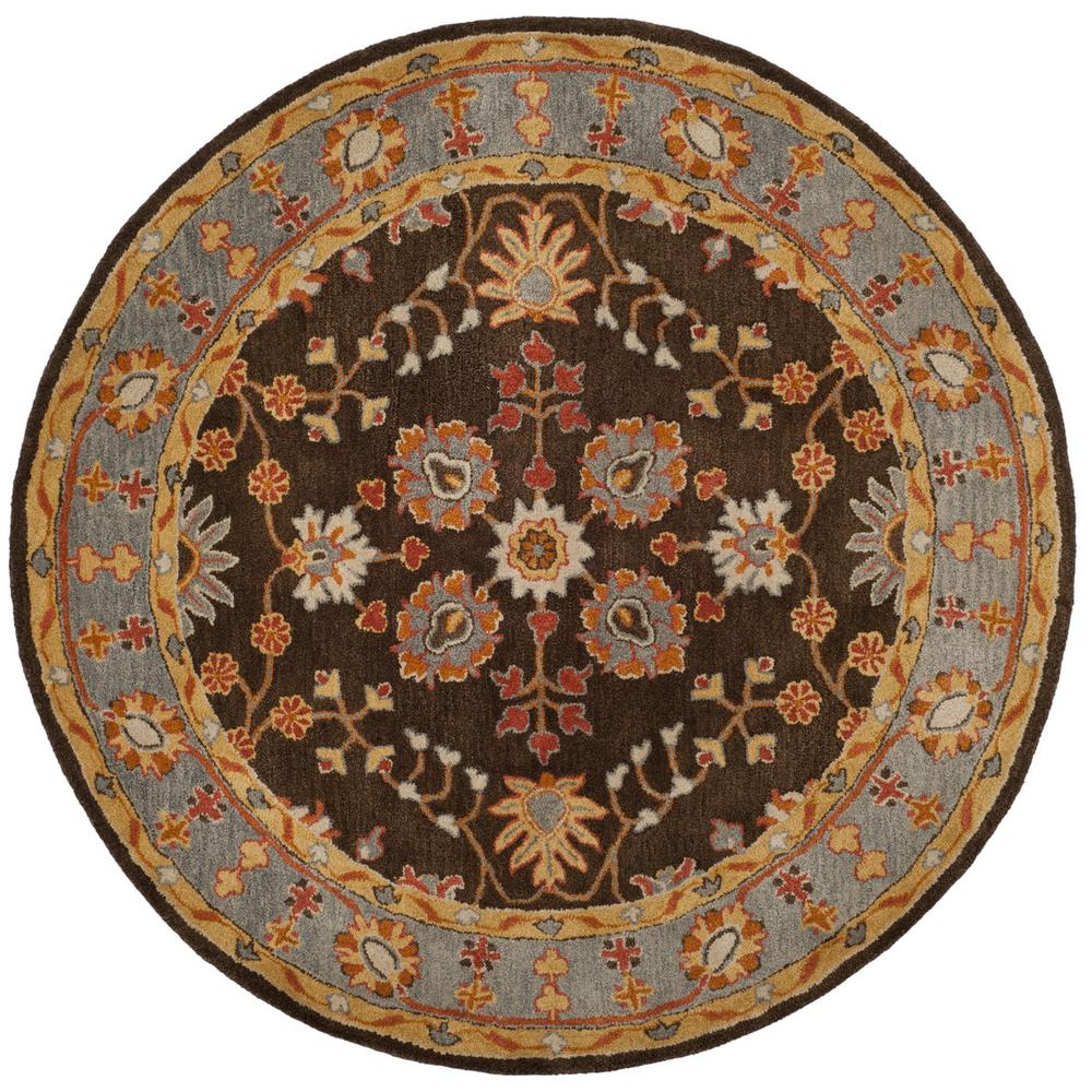 HERITAGE, CHARCOAL / BLUE, 6' X 6' Round, Area Rug, HG405A-6R. Picture 1