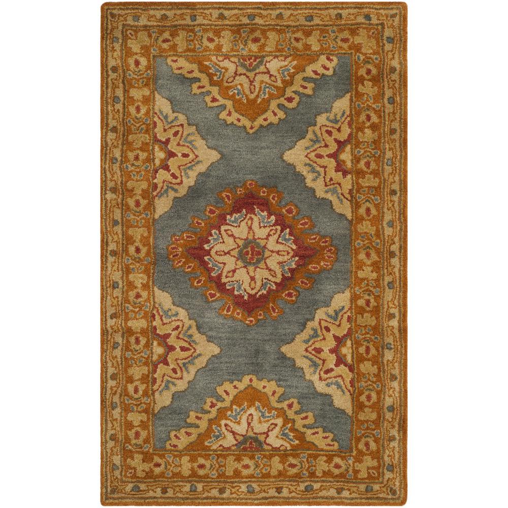 HERITAGE, BLUE / RUST, 3' X 5', Area Rug. Picture 1