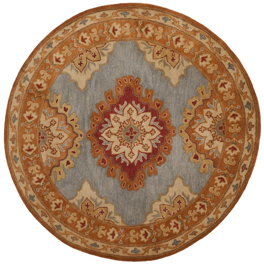HERITAGE, BLUE / RUST, 6' X 6' Round, Area Rug. Picture 1