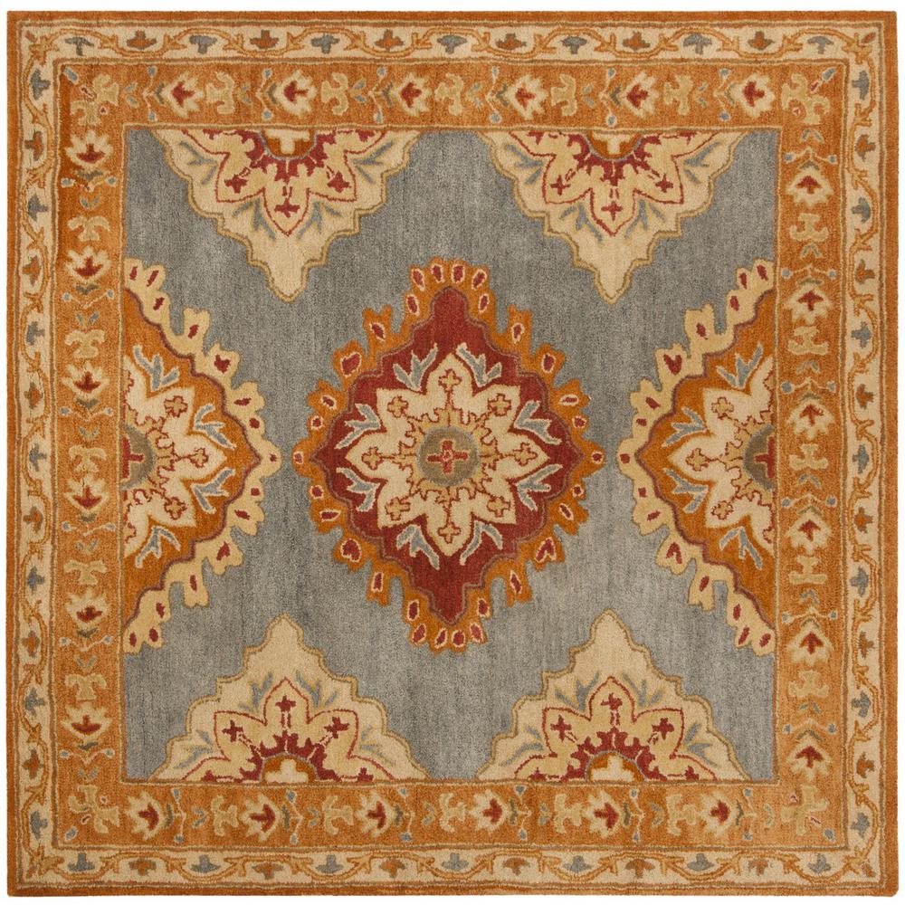 HERITAGE, BLUE / RUST, 6' X 6' Square, Area Rug. The main picture.