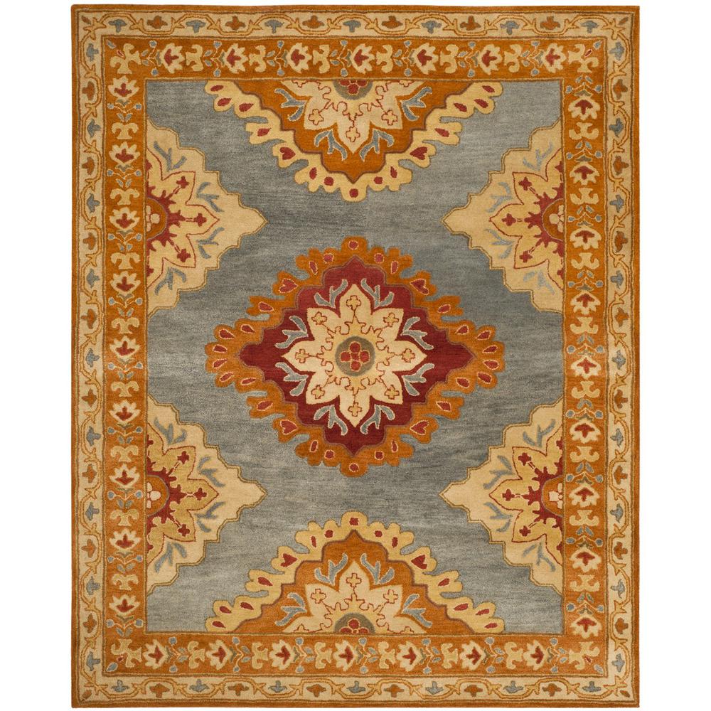 HERITAGE, BLUE / RUST, 8' X 10', Area Rug. Picture 1