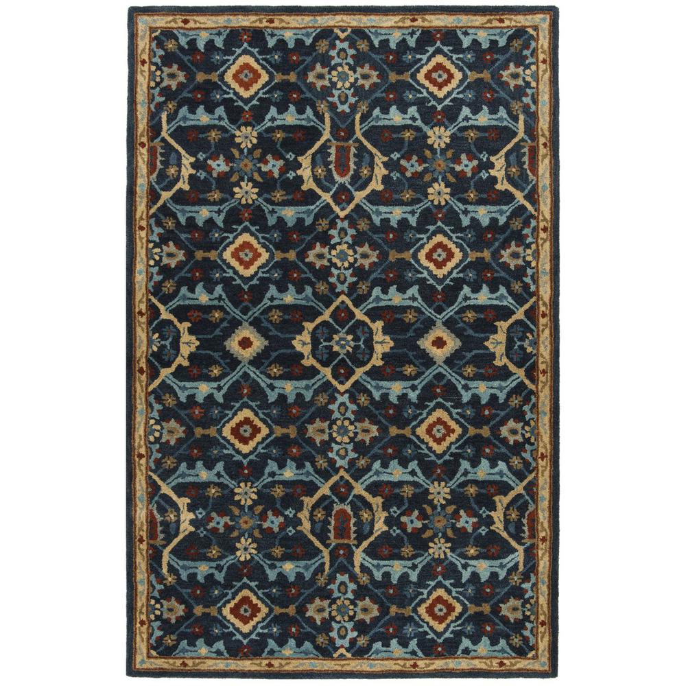 HERITAGE, NAVY / MULTI, 5' X 8', Area Rug. Picture 1