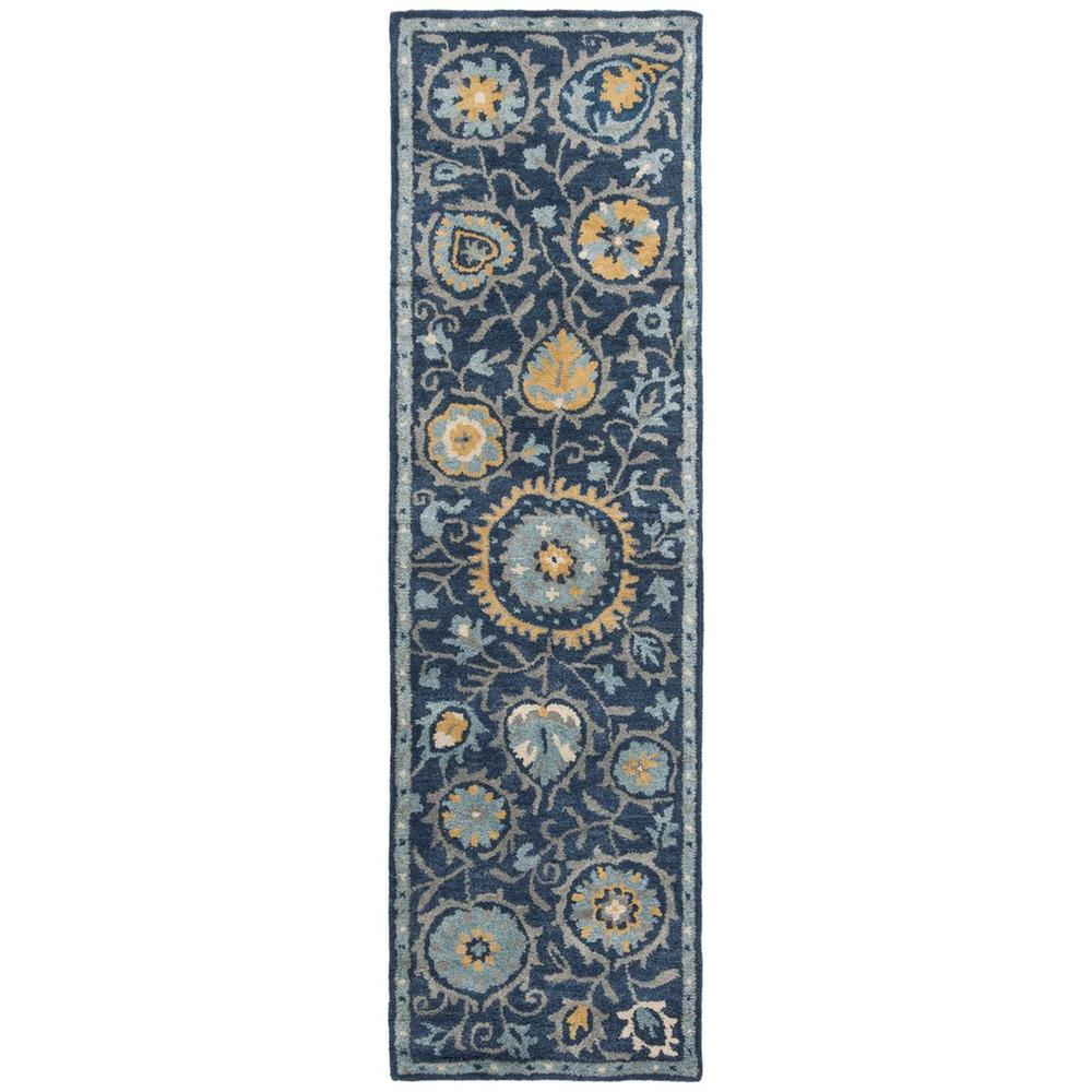 HERITAGE, NAVY / GOLD, 2'-3" X 8', Area Rug. Picture 1