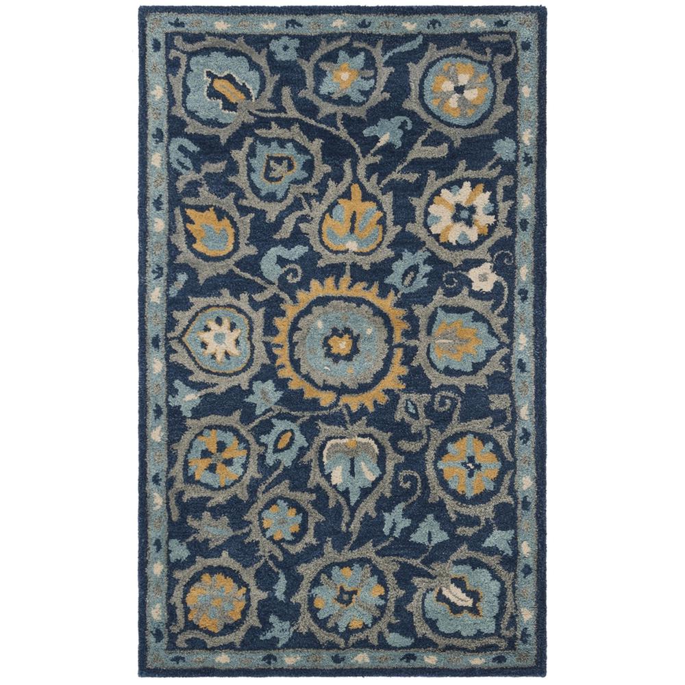 HERITAGE, NAVY / GOLD, 3' X 5', Area Rug. Picture 1