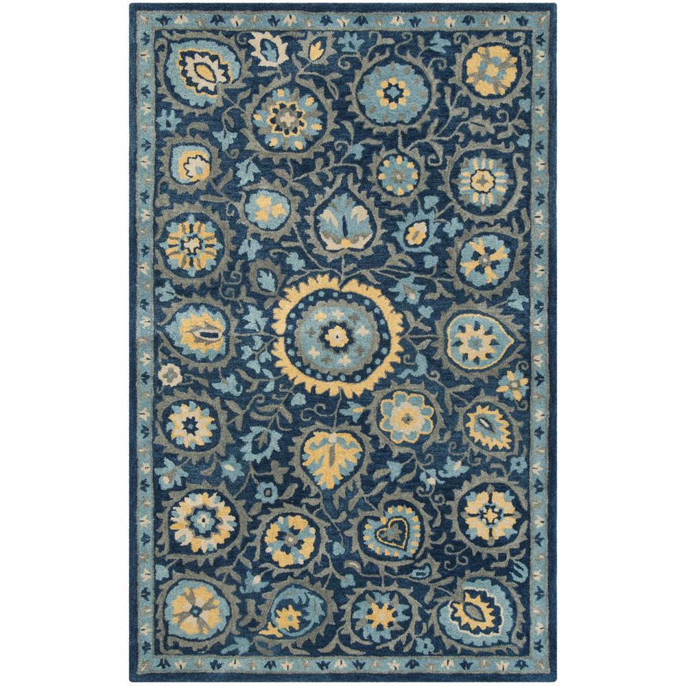 HERITAGE, NAVY / GOLD, 5' X 8', Area Rug. Picture 1