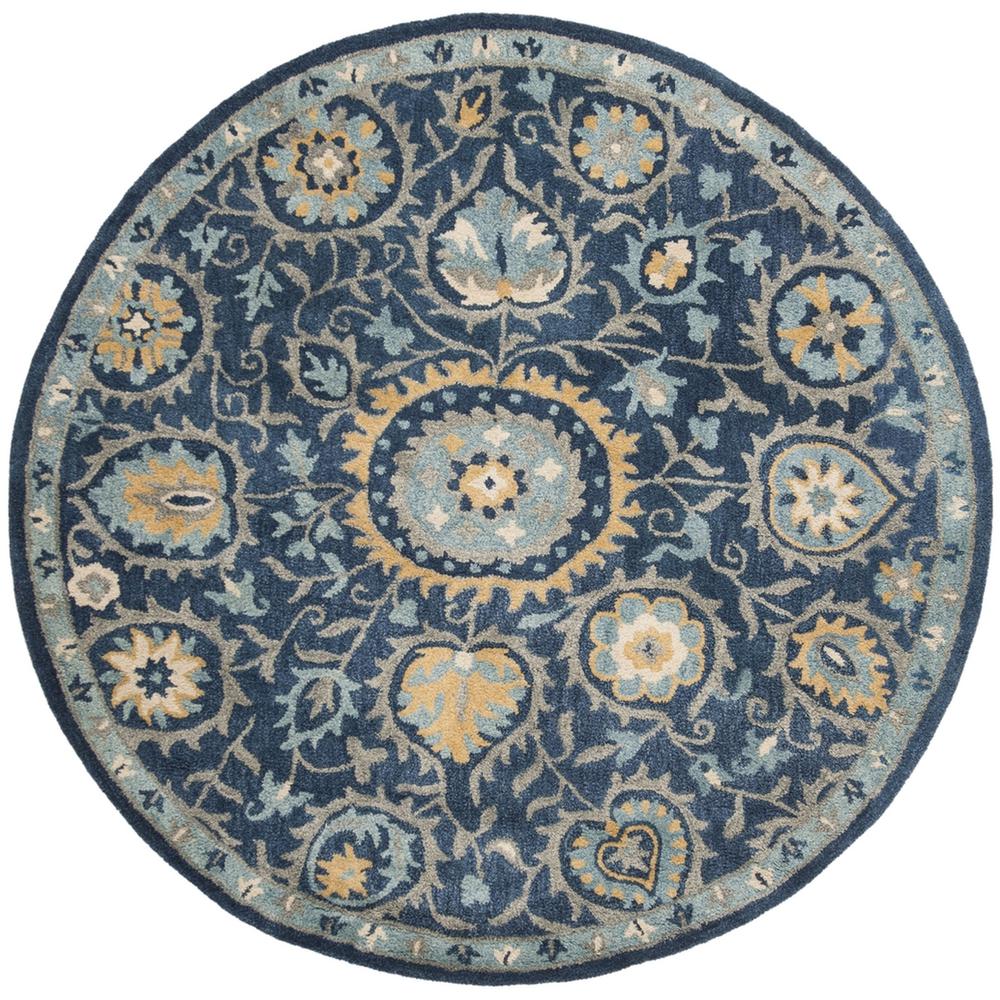 HERITAGE, NAVY / GOLD, 6' X 6' Round, Area Rug. Picture 1