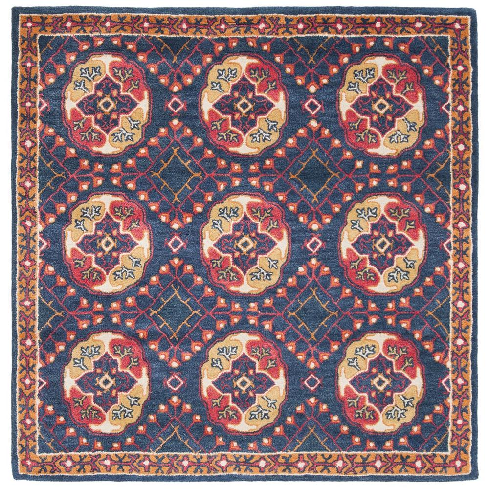 HERITAGE, NAVY / RED, 6' X 6' Square, Area Rug, HG424N-6SQ. The main picture.