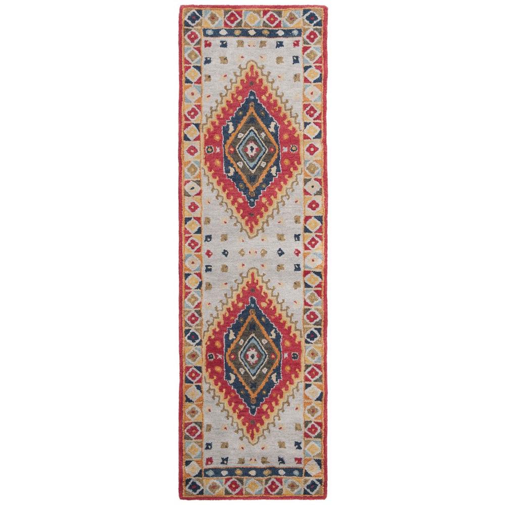 HERITAGE, GREY / RED, 2'-3" X 8', Area Rug. Picture 1