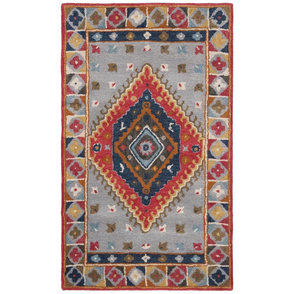 HERITAGE, GREY / RED, 3' X 5', Area Rug. Picture 1