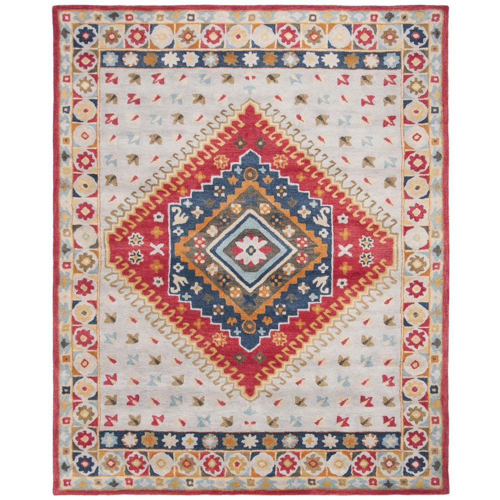 HERITAGE, GREY / RED, 8' X 10', Area Rug. Picture 1