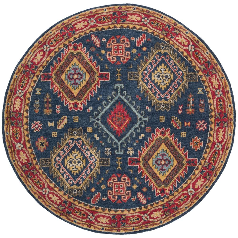 HERITAGE, NAVY / RED, 6' X 6' Round, Area Rug, HG426N-6R. Picture 1