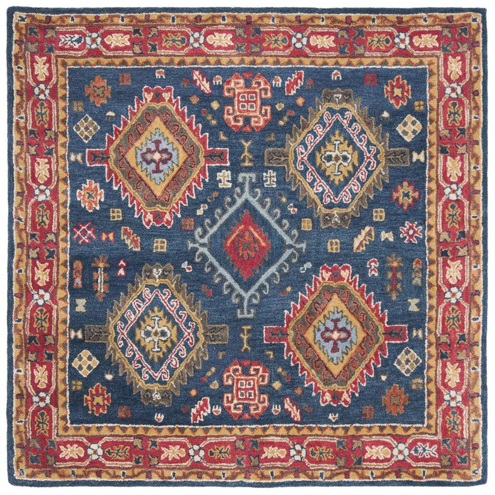 HERITAGE, NAVY / RED, 6' X 6' Square, Area Rug, HG426N-6SQ. The main picture.