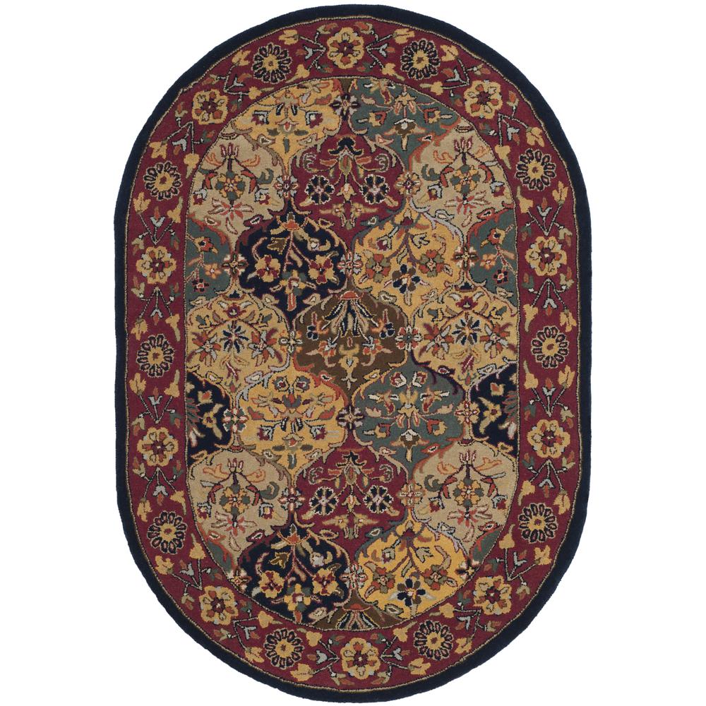 HERITAGE, MULTI / NAVY, 4'-6" X 6'-6" Oval, Area Rug. Picture 1