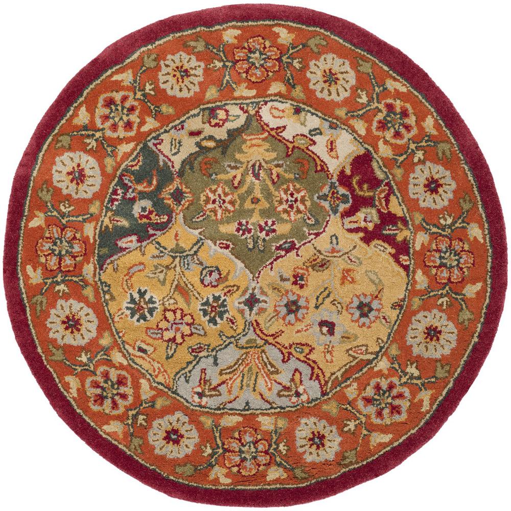 HERITAGE, MULTI / RED, 3'-6" X 3'-6" Round, Area Rug. Picture 1