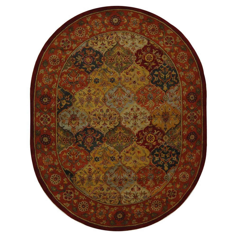HERITAGE, MULTI / RED, 7'-6" X 9'-6" Oval, Area Rug. Picture 1