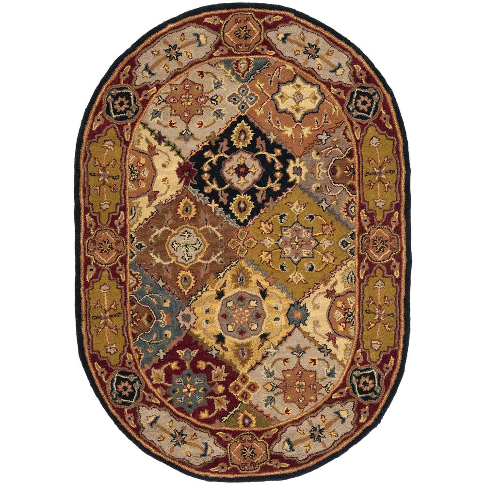 HERITAGE, MULTI / RED, 4'-6" X 6'-6" Oval, Area Rug. Picture 1