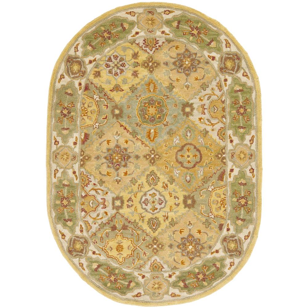 HERITAGE, MULTI / IVORY, 4'-6" X 6'-6" Oval, Area Rug. Picture 1