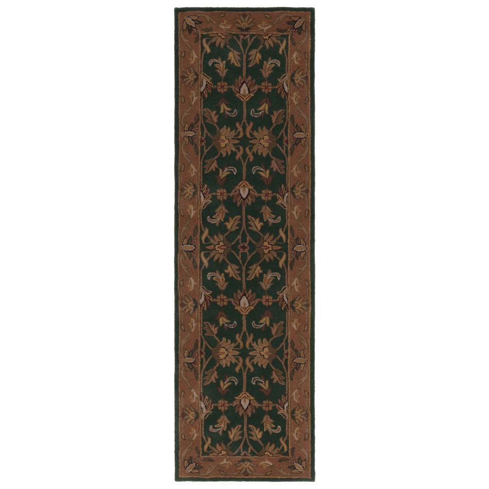 HERITAGE, DARK GREEN / GOLD, 2'-3" X 8', Area Rug. Picture 4