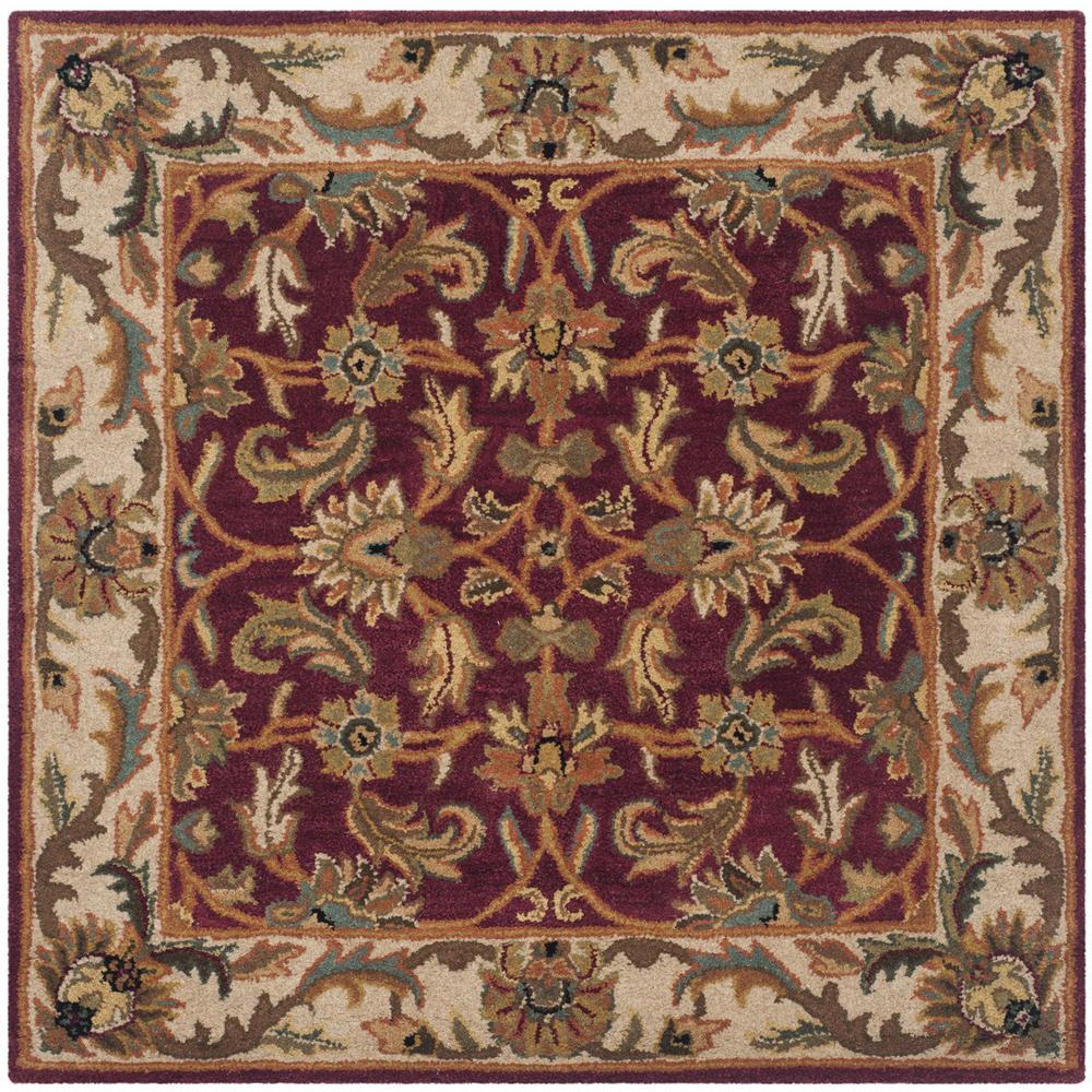 HERITAGE, RED / IVORY, 4' X 4' Square, Area Rug. Picture 1