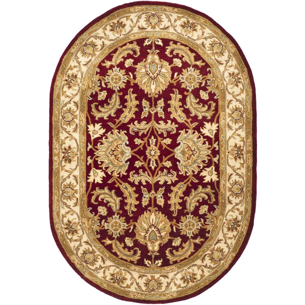 HERITAGE, RED / IVORY, 4'-6" X 6'-6" Oval, Area Rug. Picture 1