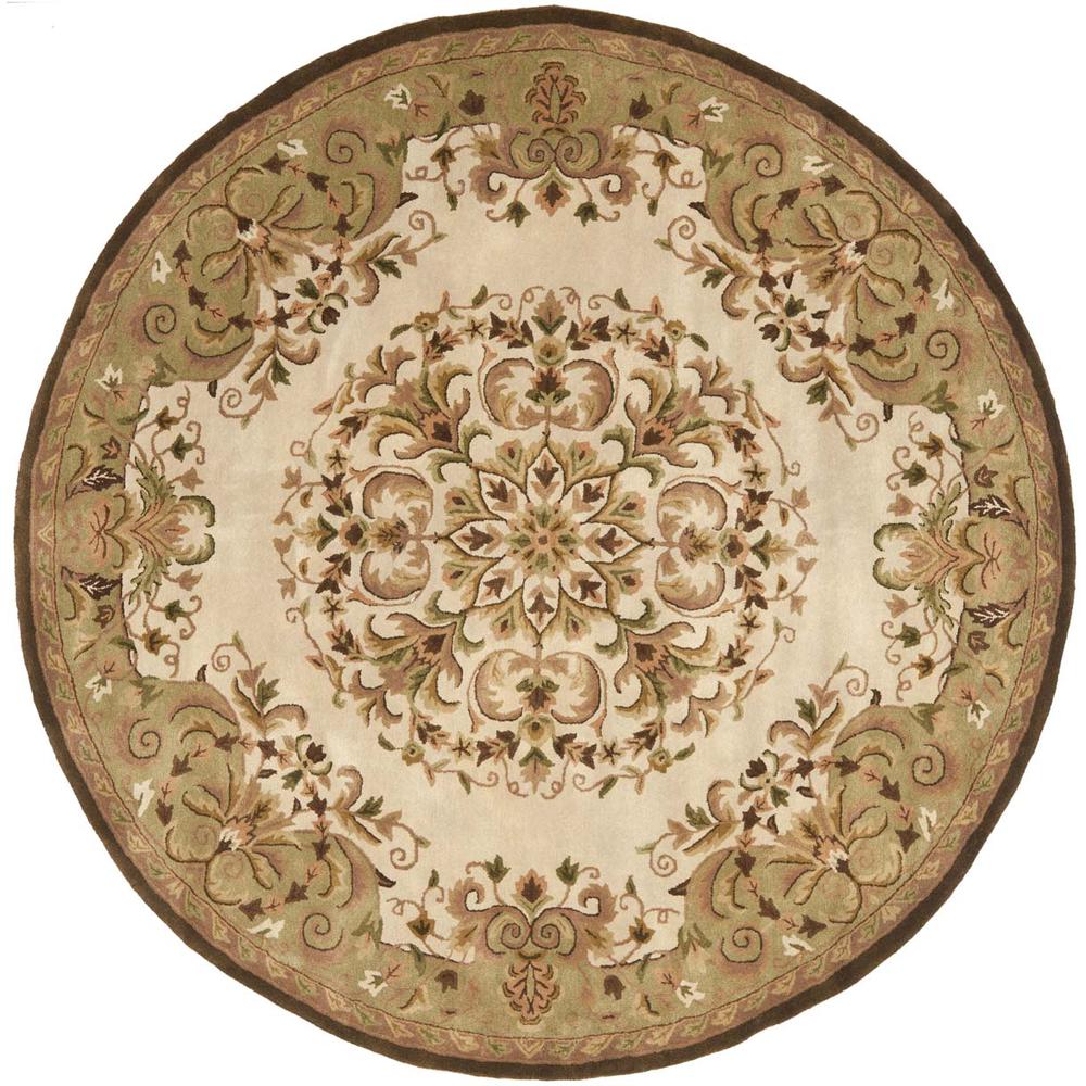 HERITAGE, BEIGE / GREEN, 8' X 8' Round, Area Rug. Picture 1