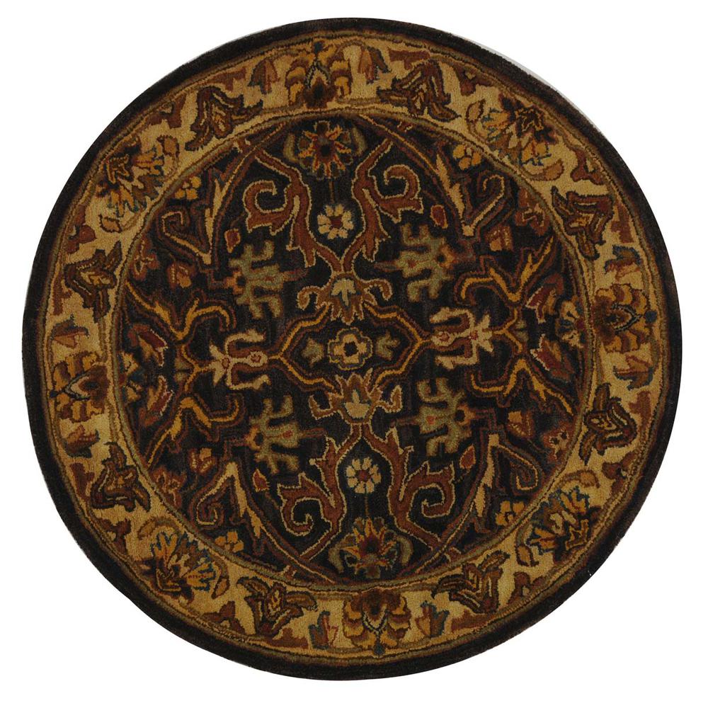 HERITAGE, CHARCOAL / BEIGE, 3'-6" X 3'-6" Round, Area Rug. Picture 1