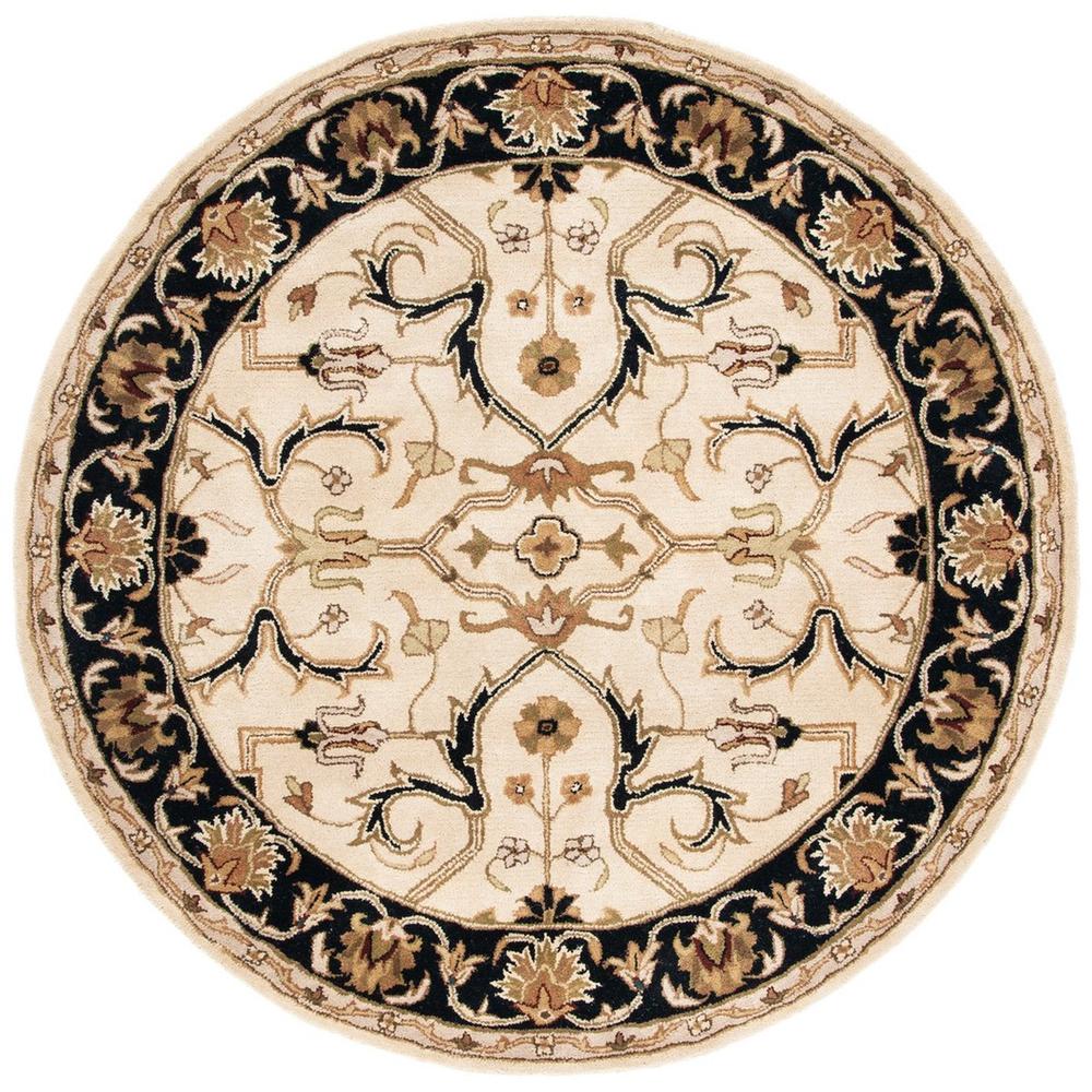 HERITAGE, IVORY / BLACK, 6' X 6' Round, Area Rug. Picture 1