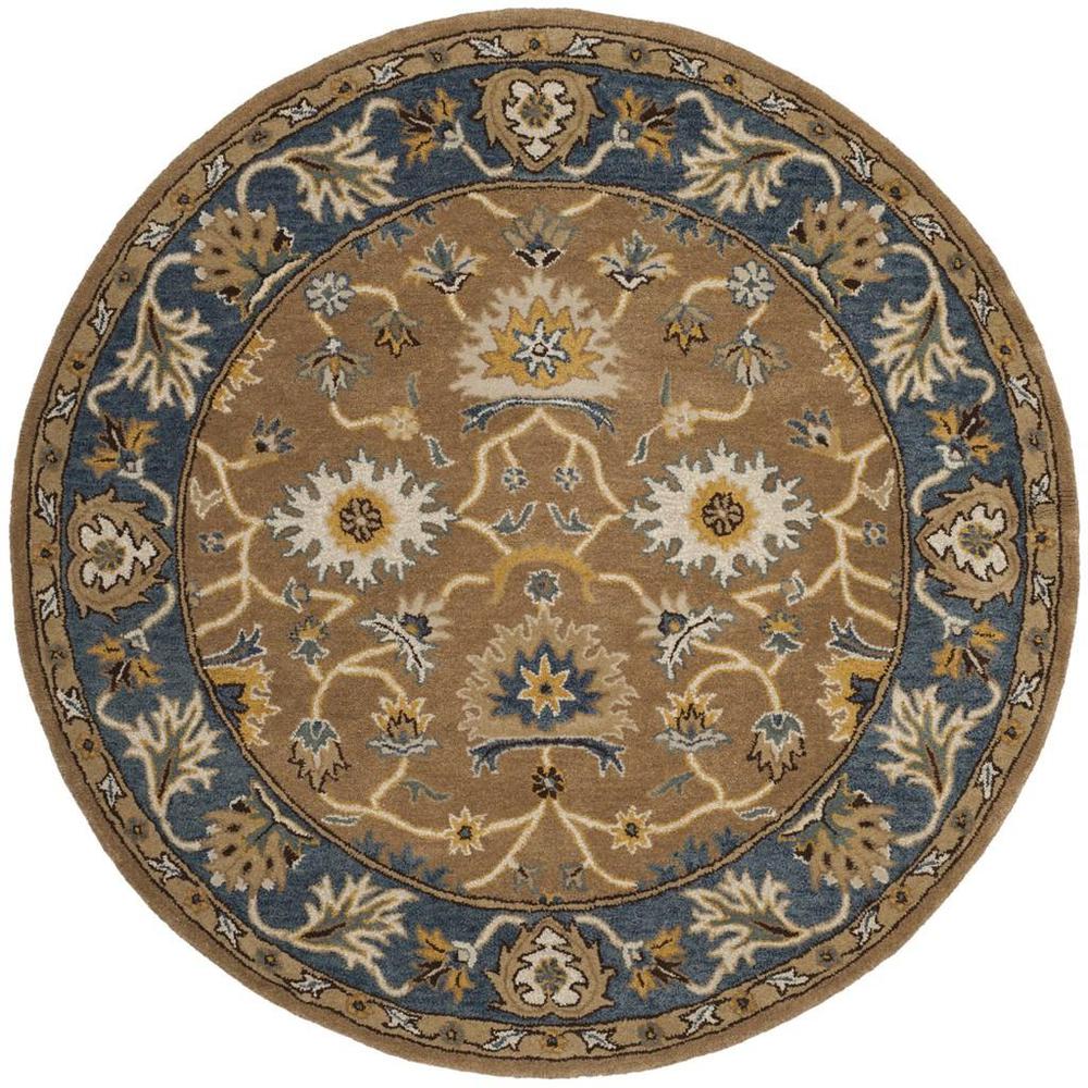 HERITAGE, CAMEL / BLUE, 6' X 6' Round, Area Rug, HG652A-6R. Picture 1