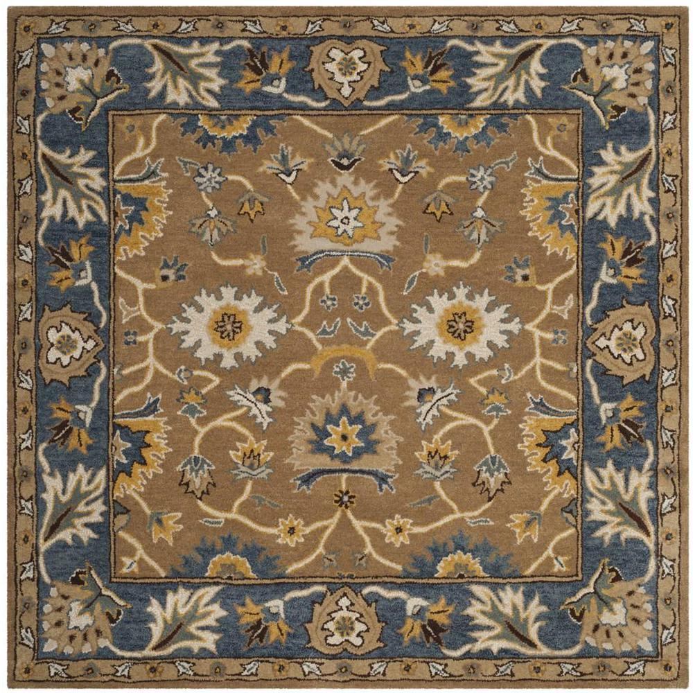 HERITAGE, CAMEL / BLUE, 6' X 6' Square, Area Rug, HG652A-6SQ. Picture 1