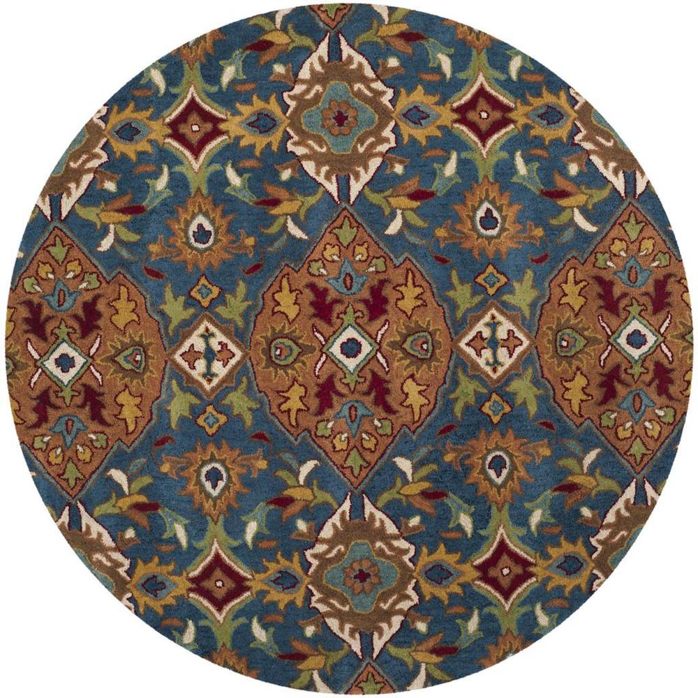 HERITAGE, CAMEL / BLUE, 6' X 6' Round, Area Rug, HG653A-6R. Picture 1