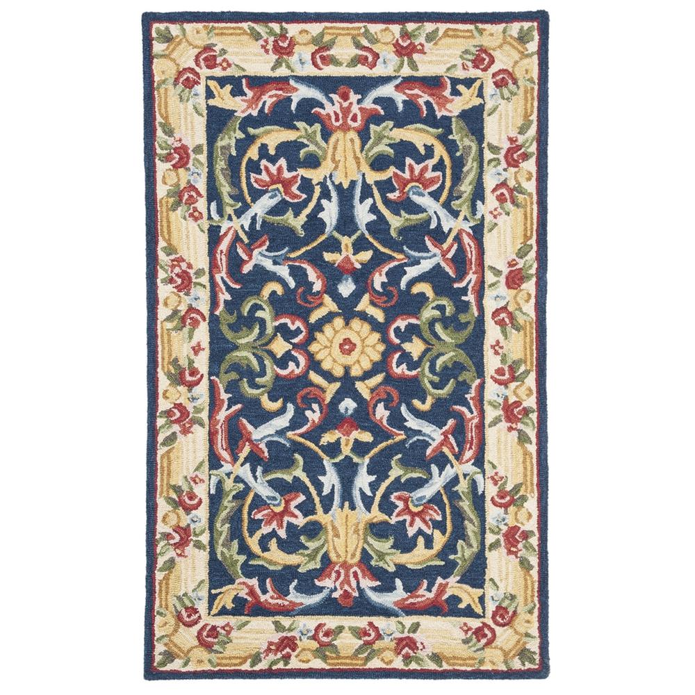HERITAGE, NAVY / IVORY, 3' X 5', Area Rug. The main picture.