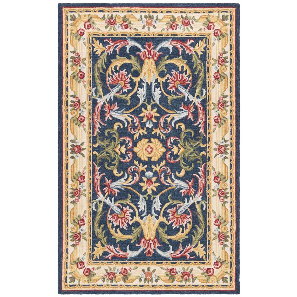 HERITAGE, NAVY / IVORY, 5' X 8', Area Rug. Picture 1