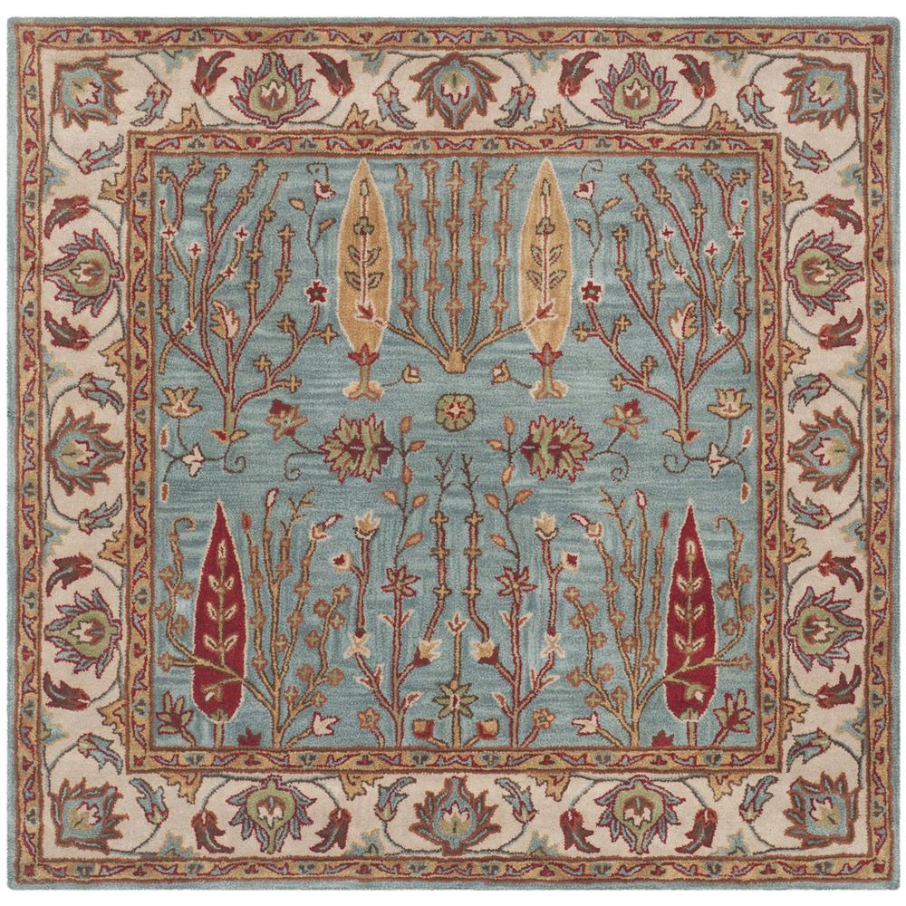 HERITAGE, BLUE / IVORY, 6' X 6' Square, Area Rug. Picture 1