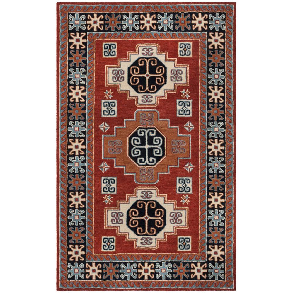 HERITAGE, RED / BLACK, 5' X 8', Area Rug. Picture 1