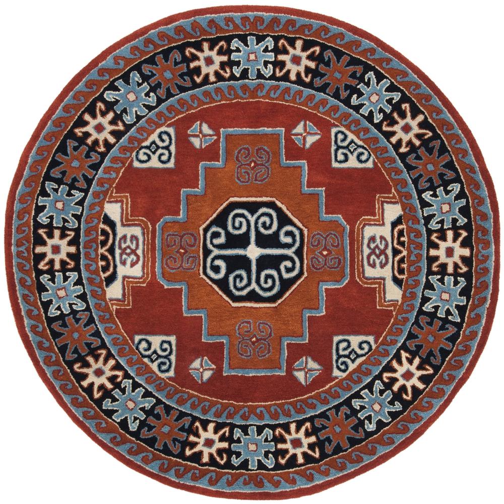 HERITAGE, RED / BLACK, 6' X 6' Round, Area Rug. Picture 1