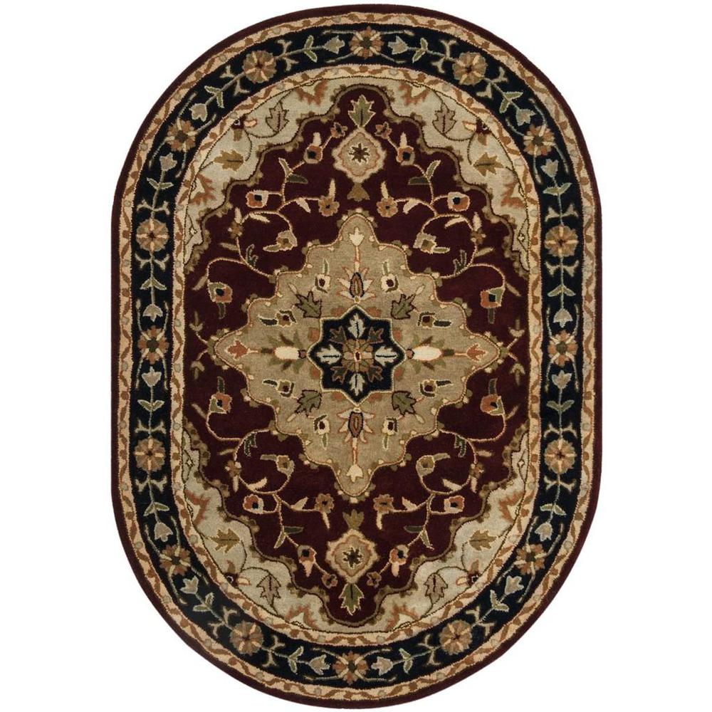 HERITAGE, RED / BLACK, 4'-6" X 6'-6" Oval, Area Rug, HG760B-5OV. Picture 1