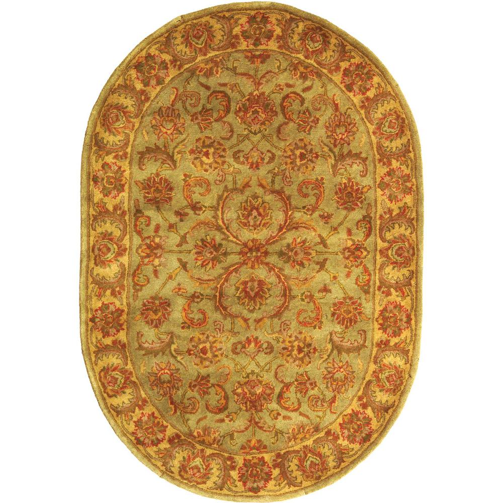 HERITAGE, GREEN / GOLD, 4'-6" X 6'-6" Oval, Area Rug, HG811A-5OV. Picture 1