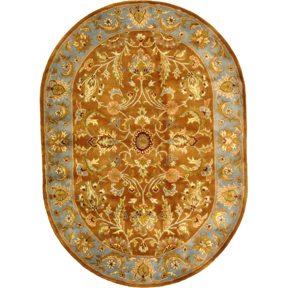 HERITAGE, BROWN / BLUE, 4'-6" X 6'-6" Oval, Area Rug, HG812A-5OV. The main picture.