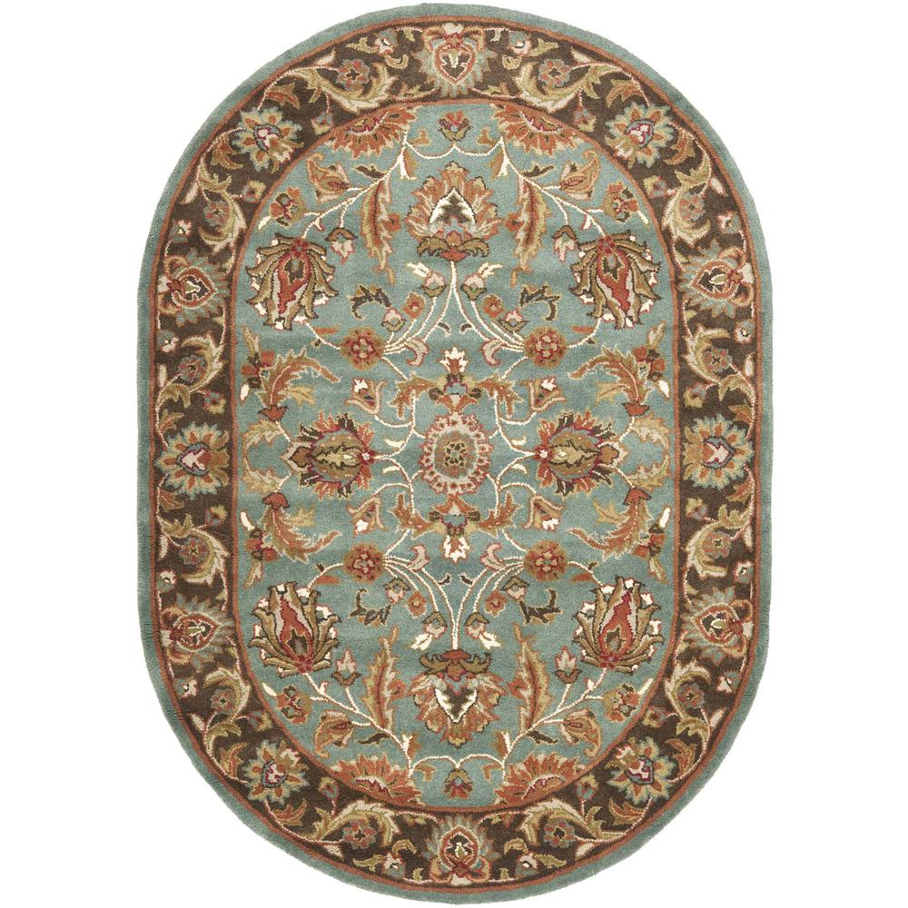 HERITAGE, BLUE / BROWN, 4'-6" X 6'-6" Oval, Area Rug. Picture 1