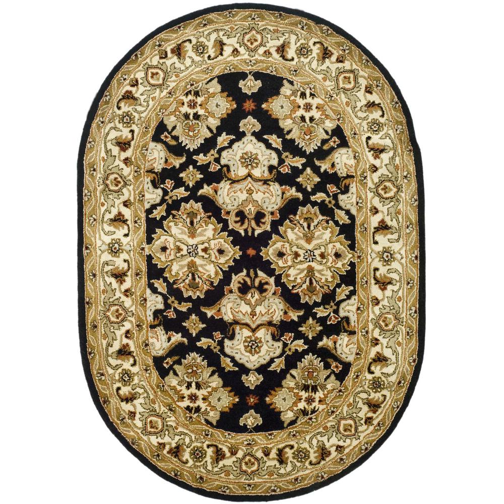 HERITAGE, BLACK / IVORY, 4'-6" X 6'-6" Oval, Area Rug. The main picture.