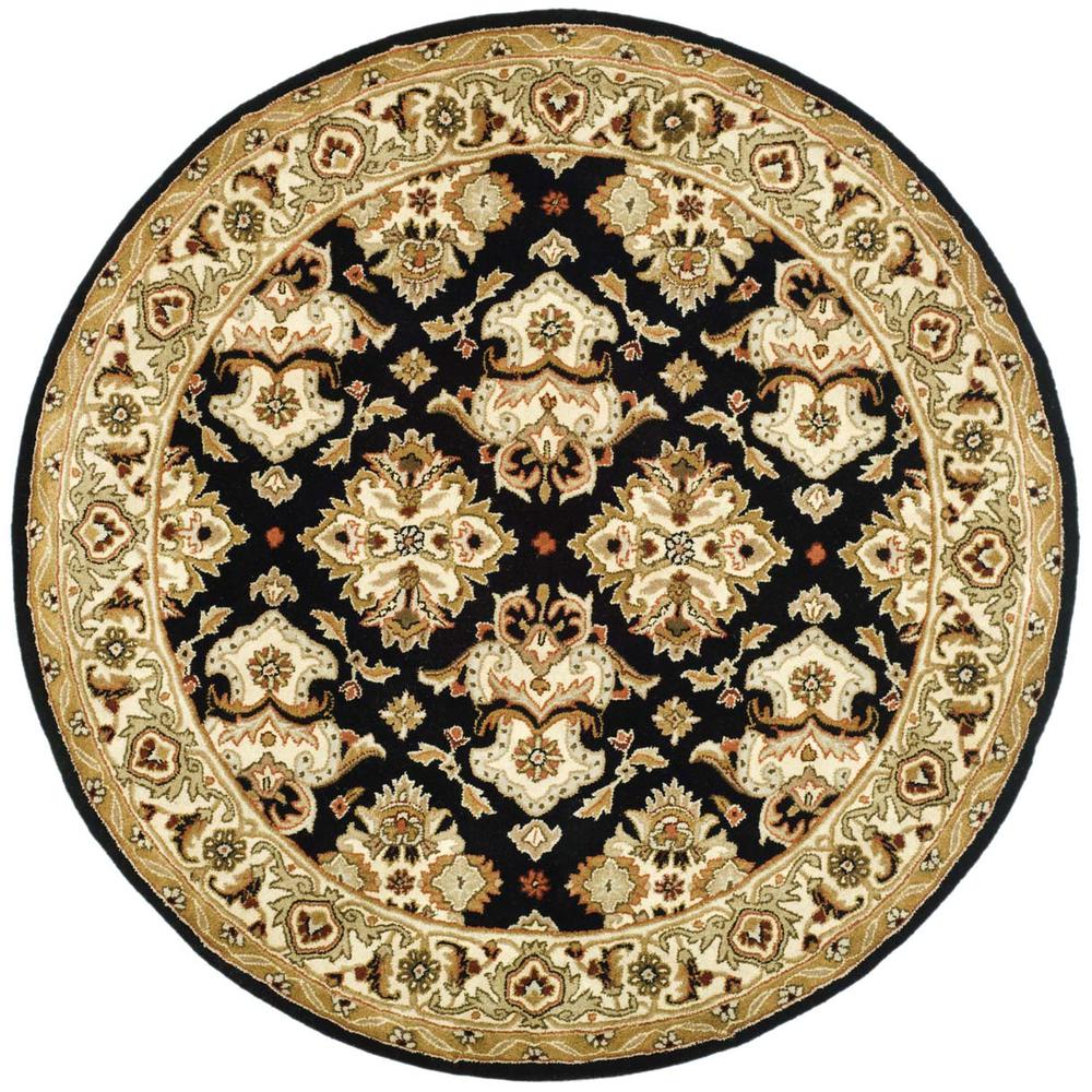 HERITAGE, BLACK / IVORY, 6' X 6' Round, Area Rug, HG817A-6R. Picture 1