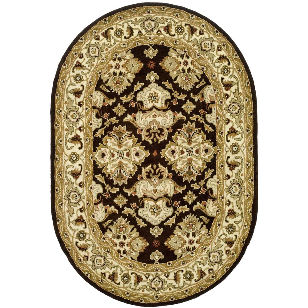 HERITAGE, ESPRESSO / IVORY, 4'-6" X 6'-6" Oval, Area Rug. Picture 1