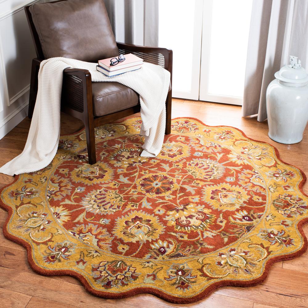 HERITAGE, RED / NATURAL, 6' X 6' Round, Area Rug, HG820A-6RS. Picture 1